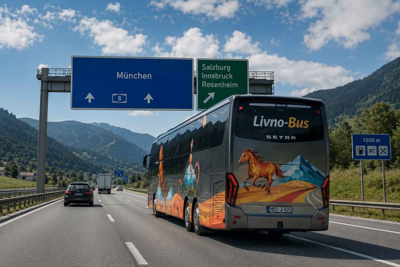 Livno-Bus autobus vozi autocestom prema Münchenu.
